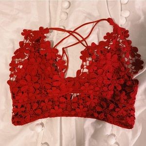 Free People Red Lace Bralette